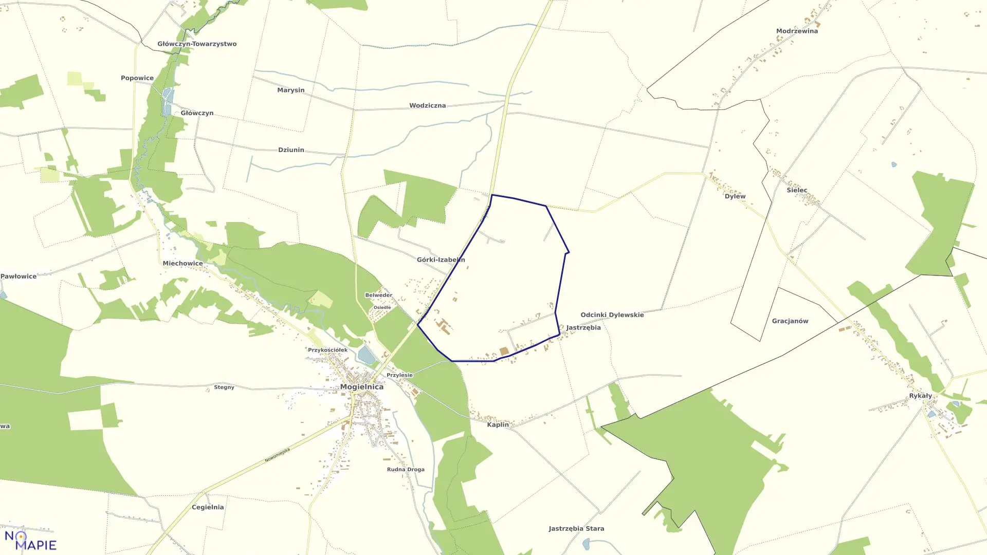Mapa obrębu GÓRKI w gminie Mogielnica