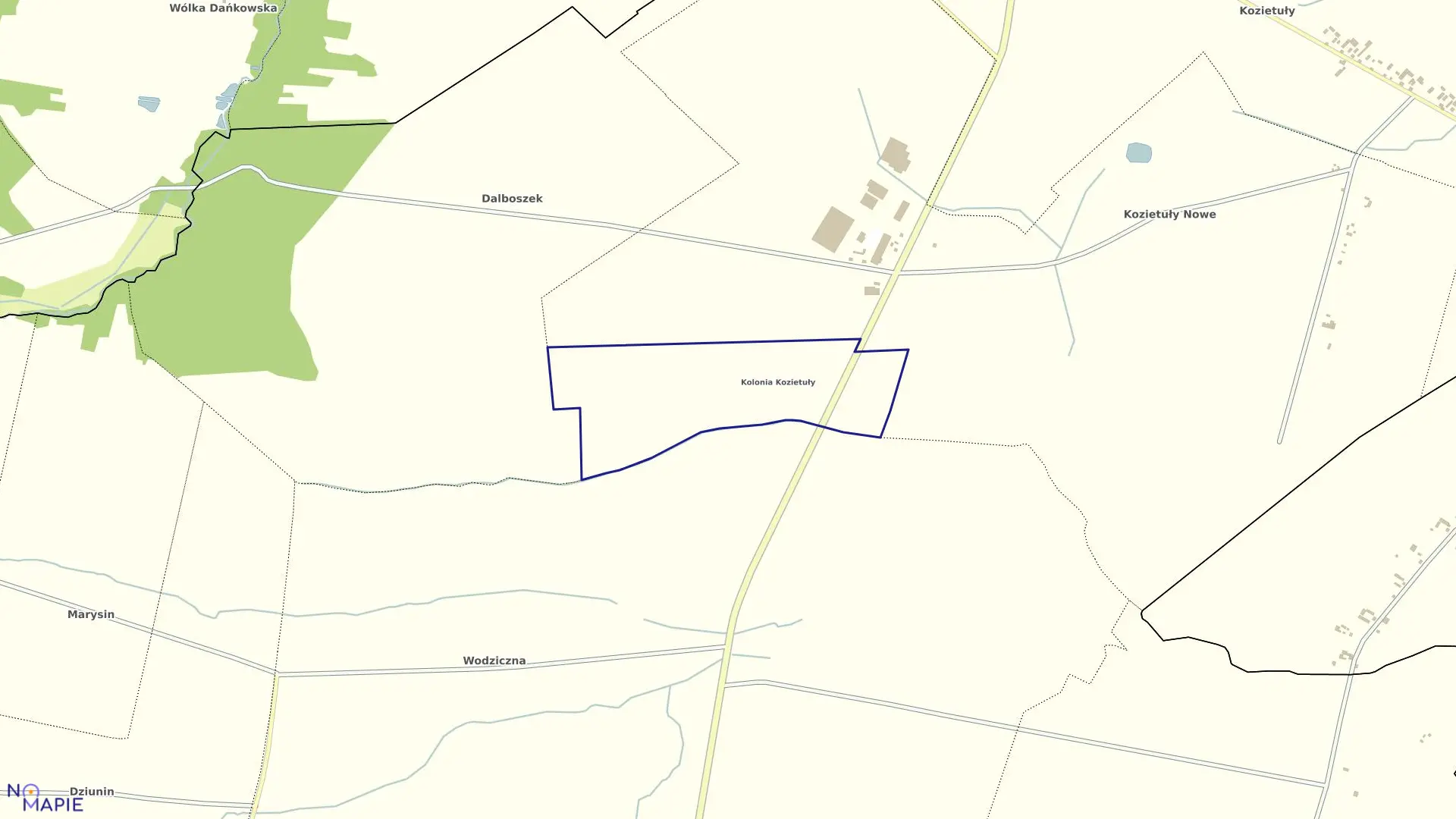 Mapa obrębu KOLONIA KOZIETUŁY w gminie Mogielnica