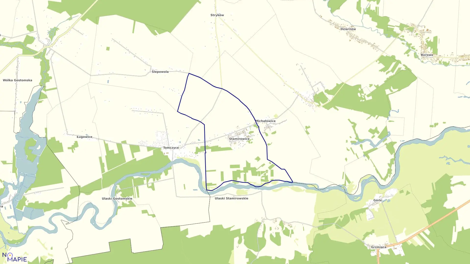 Mapa obrębu STAMIROWICE w gminie Mogielnica